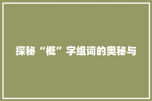 探秘“概”字组词的奥秘与