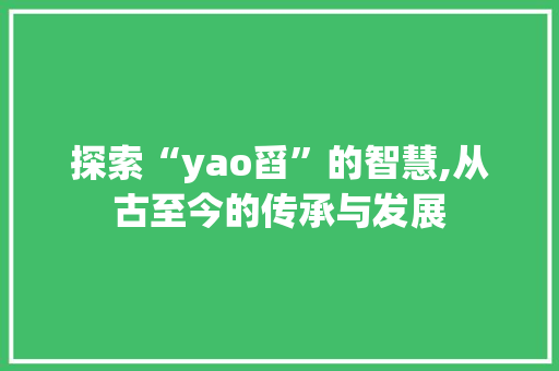 探索“yao舀”的智慧,从古至今的传承与发展