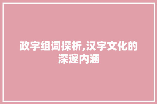 政字组词探析,汉字文化的深邃内涵