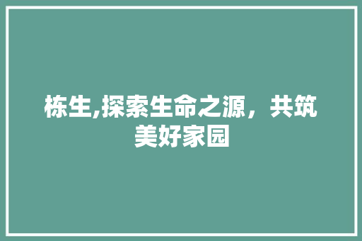 栋生,探索生命之源，共筑美好家园