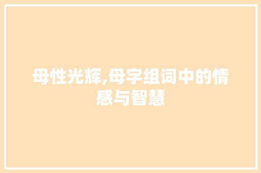 母性光辉,母字组词中的情感与智慧