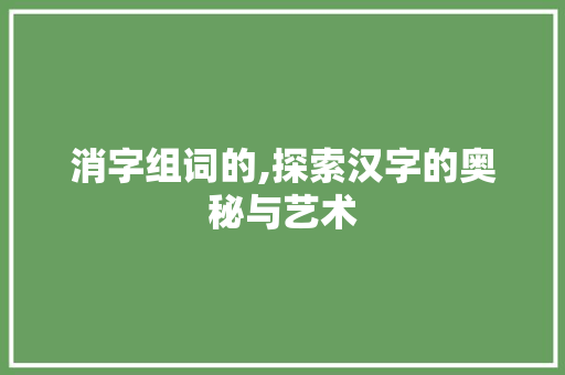 消字组词的,探索汉字的奥秘与艺术