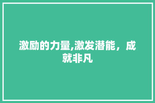 激励的力量,激发潜能，成就非凡