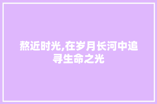 熬近时光,在岁月长河中追寻生命之光