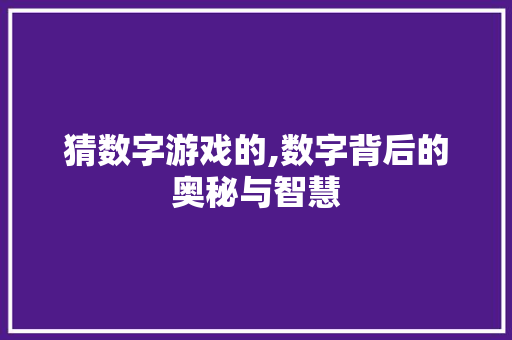 猜数字游戏的,数字背后的奥秘与智慧
