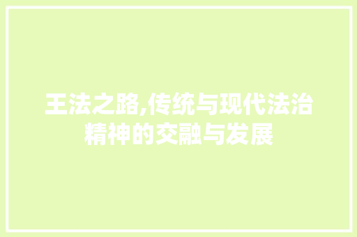 王法之路,传统与现代法治精神的交融与发展