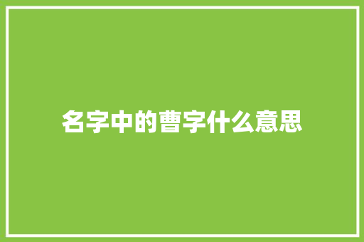 名字中的曹字什么意思
