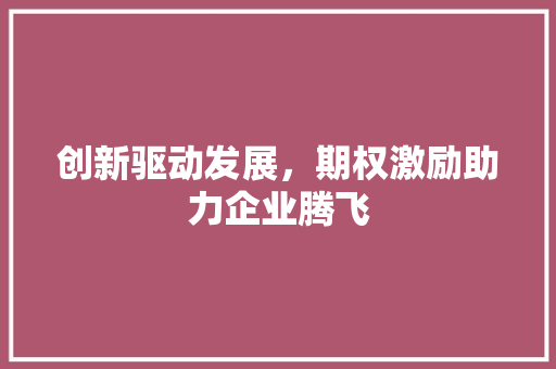 创新驱动发展，期权激励助力企业腾飞