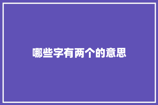 哪些字有两个的意思