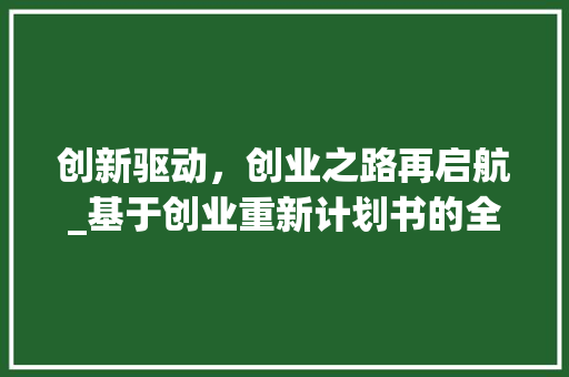 创新驱动，创业之路再启航_基于创业重新计划书的全新探索