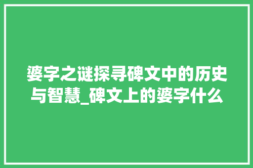 婆字之谜探寻碑文中的历史与智慧_碑文上的婆字什么意思
