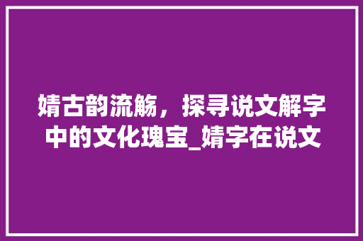 婧古韵流觞，探寻说文解字中的文化瑰宝_婧字在说文解字中的意思