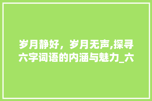岁月静好，岁月无声,探寻六字词语的内涵与魅力_六个字的词语意思