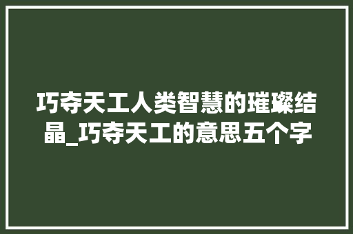 巧夺天工人类智慧的璀璨结晶_巧夺天工的意思五个字