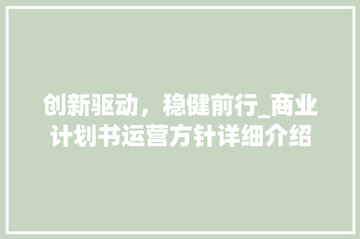 创新驱动，稳健前行_商业计划书运营方针详细介绍