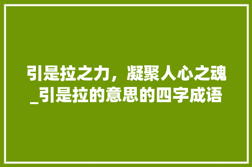 引是拉之力，凝聚人心之魂_引是拉的意思的四字成语