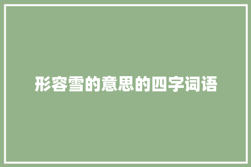 形容雪的意思的四字词语
