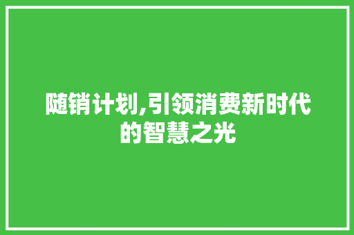 随销计划,引领消费新时代的智慧之光