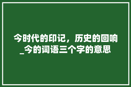 今时代的印记，历史的回响_今的词语三个字的意思