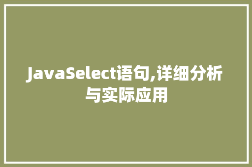 JavaSelect语句,详细分析与实际应用