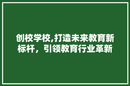 创校学校,打造未来教育新标杆，引领教育行业革新
