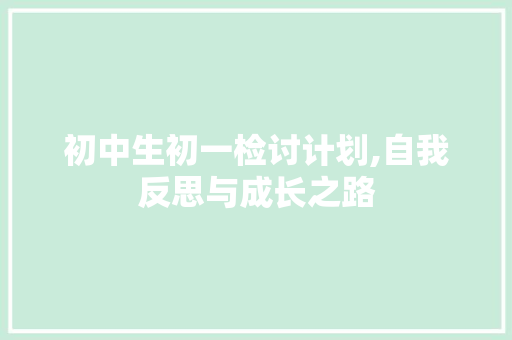 初中生初一检讨计划,自我反思与成长之路