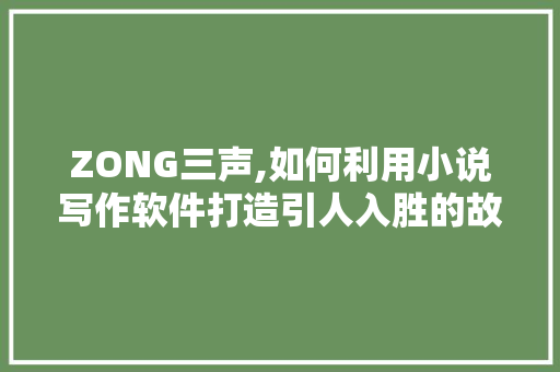 ZONG三声,如何利用小说写作软件打造引人入胜的故事