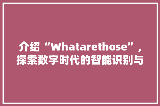 介绍“Whatarethose”,探索数字时代的智能识别与信息获取