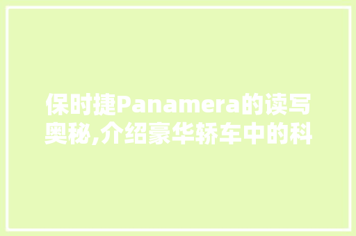 保时捷Panamera的读写奥秘,介绍豪华轿车中的科技与艺术