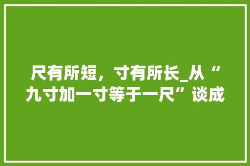 尺有所短，寸有所长_从“九寸加一寸等于一尺”谈成语的智慧