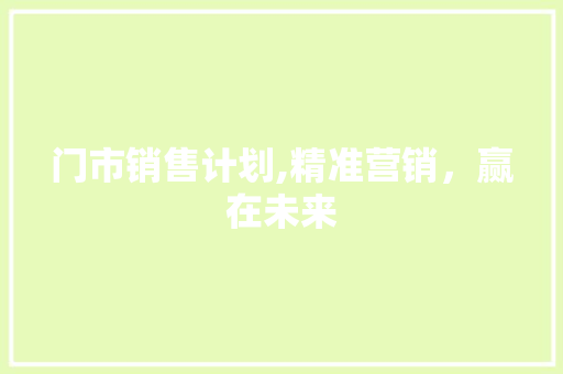 门市销售计划,精准营销，赢在未来