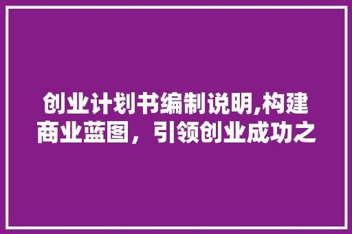 创业计划书编制说明,构建商业蓝图，引领创业成功之路