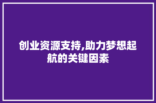 创业资源支持,助力梦想起航的关键因素