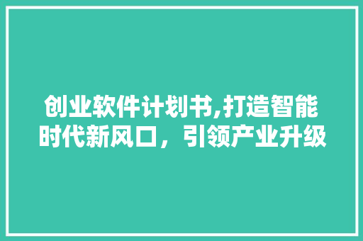 创业软件计划书,打造智能时代新风口，引领产业升级新篇章