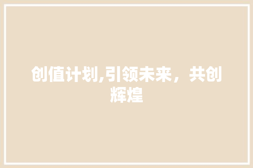 创值计划,引领未来，共创辉煌