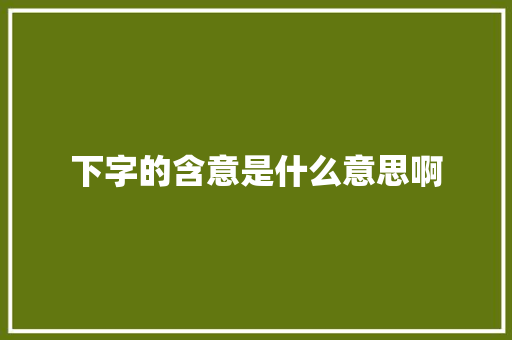 下字的含意是什么意思啊