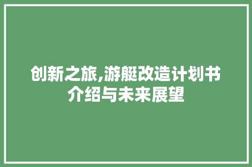 创新之旅,游艇改造计划书介绍与未来展望