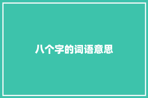 八个字的词语意思
