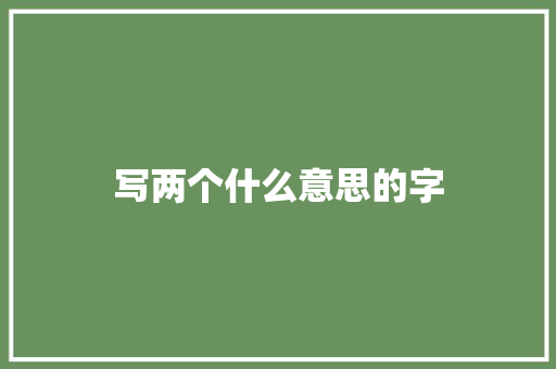 写两个什么意思的字