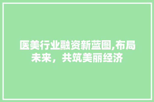医美行业融资新蓝图,布局未来，共筑美丽经济