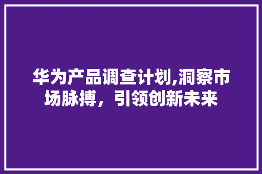 华为产品调查计划,洞察市场脉搏，引领创新未来