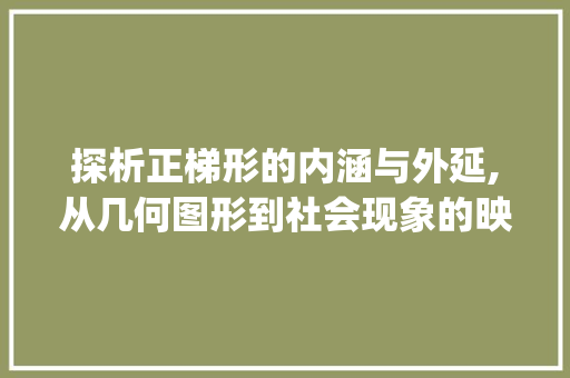 探析正梯形的内涵与外延,从几何图形到社会现象的映射_正梯形的字是什么意思啊