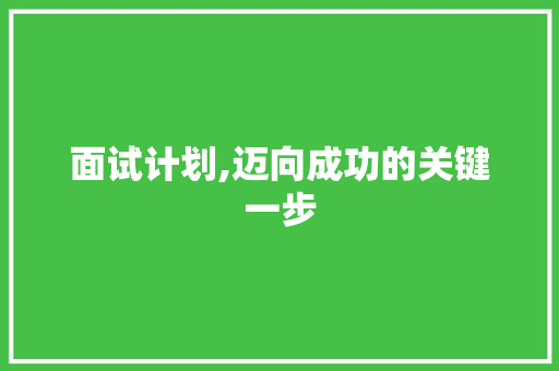 面试计划,迈向成功的关键一步