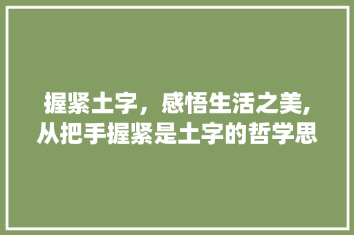 握紧土字，感悟生活之美,从把手握紧是土字的哲学思考_把手握紧是土字的意思吗