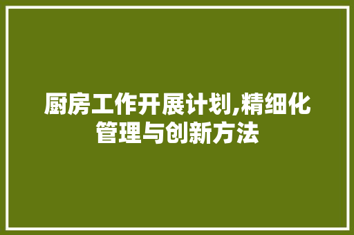 厨房工作开展计划,精细化管理与创新方法