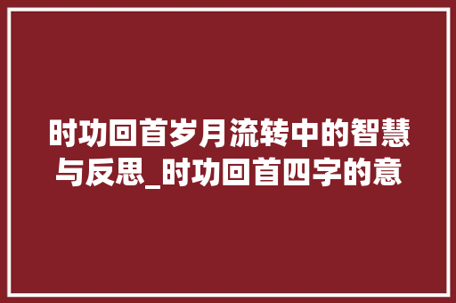 时功回首岁月流转中的智慧与反思_时功回首四字的意思是？ 工作计划