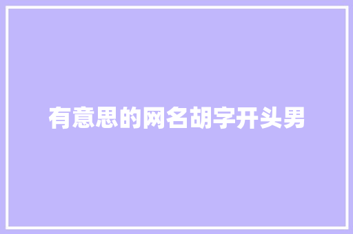有意思的网名胡字开头男