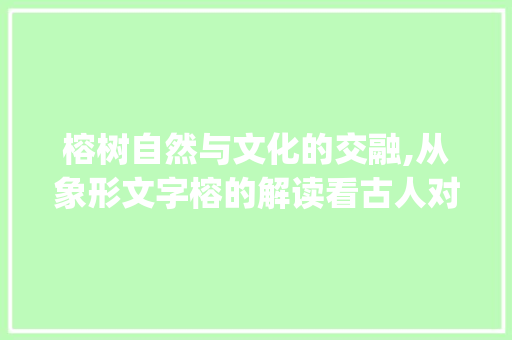 榕树自然与文化的交融,从象形文字榕的解读看古人对自然的感悟_榕字象形文字的意思是