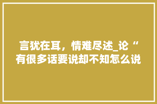 言犹在耳，情难尽述_论“有很多话要说却不知怎么说的成语”