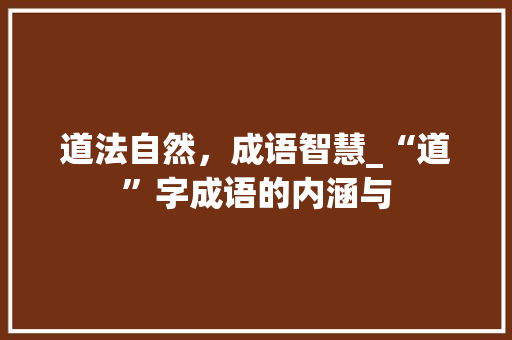 道法自然，成语智慧_“道”字成语的内涵与